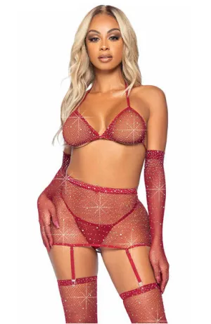 Sexy Diamond Fishnet Bodystocking with Gloves