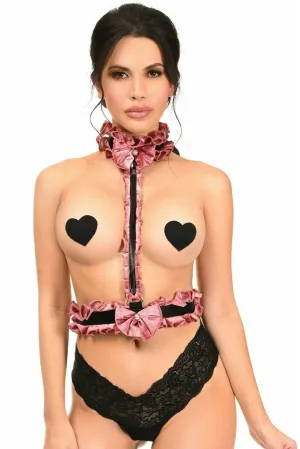 Sexy Dusty Rose Velvet Single Strap Body Harness