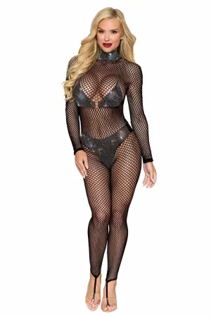 Sexy Fishnet Bodystocking Set with High-Waisted Panty and Bra