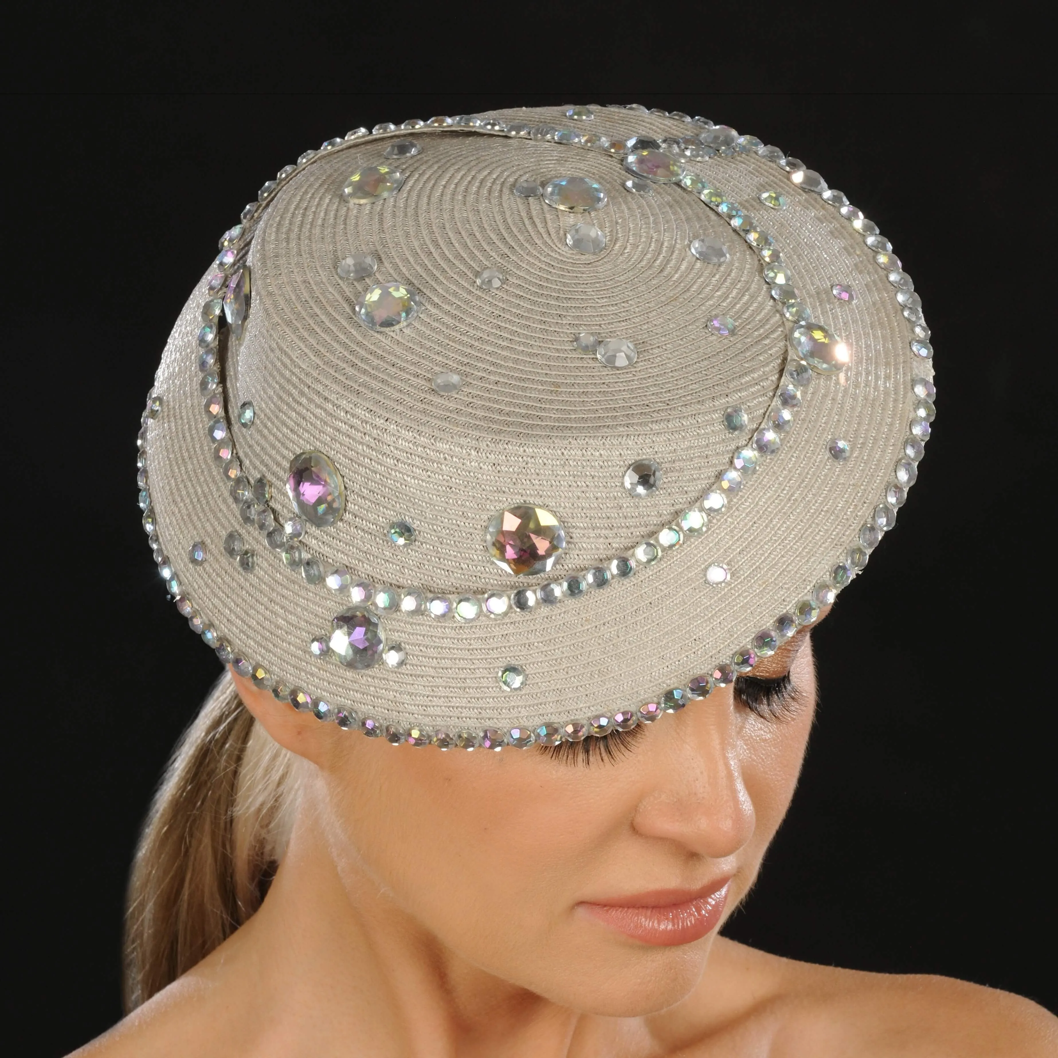 SG5022- Designer Ladies Rhinestone Dress Hat