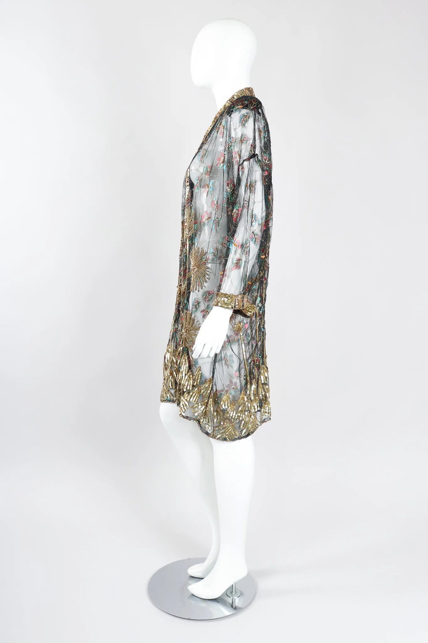 Sheer Embellished Duster Jacket