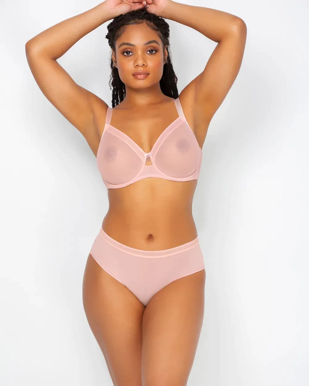 Sheer Mesh Unlined Underwire Bra - Blushing Rose