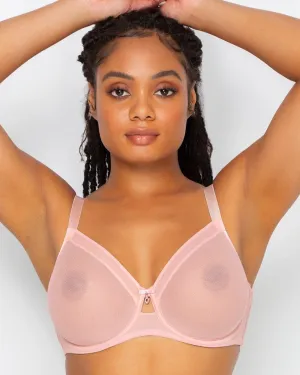Sheer Mesh Unlined Underwire Bra - Blushing Rose