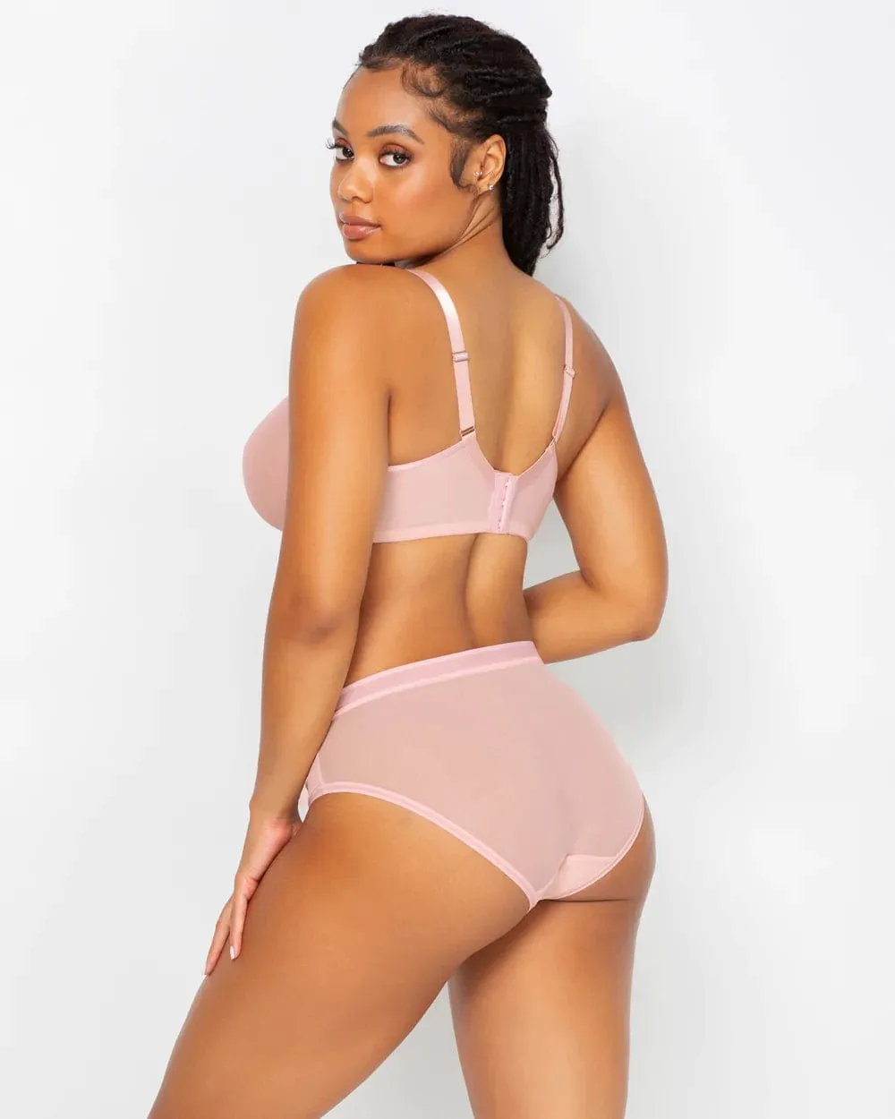 Sheer Mesh Unlined Underwire Bra - Blushing Rose