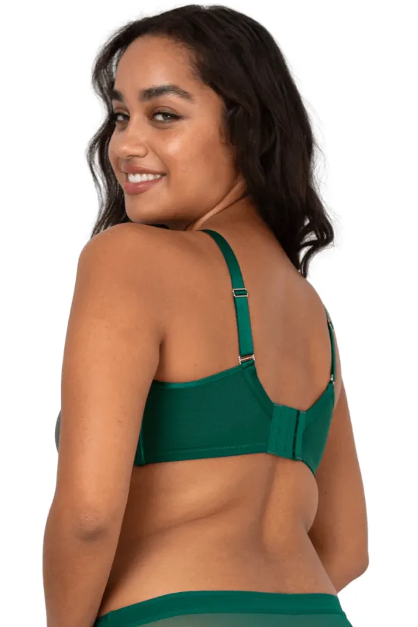 Sheer Mesh Unlined Underwire Bra - Emerald
