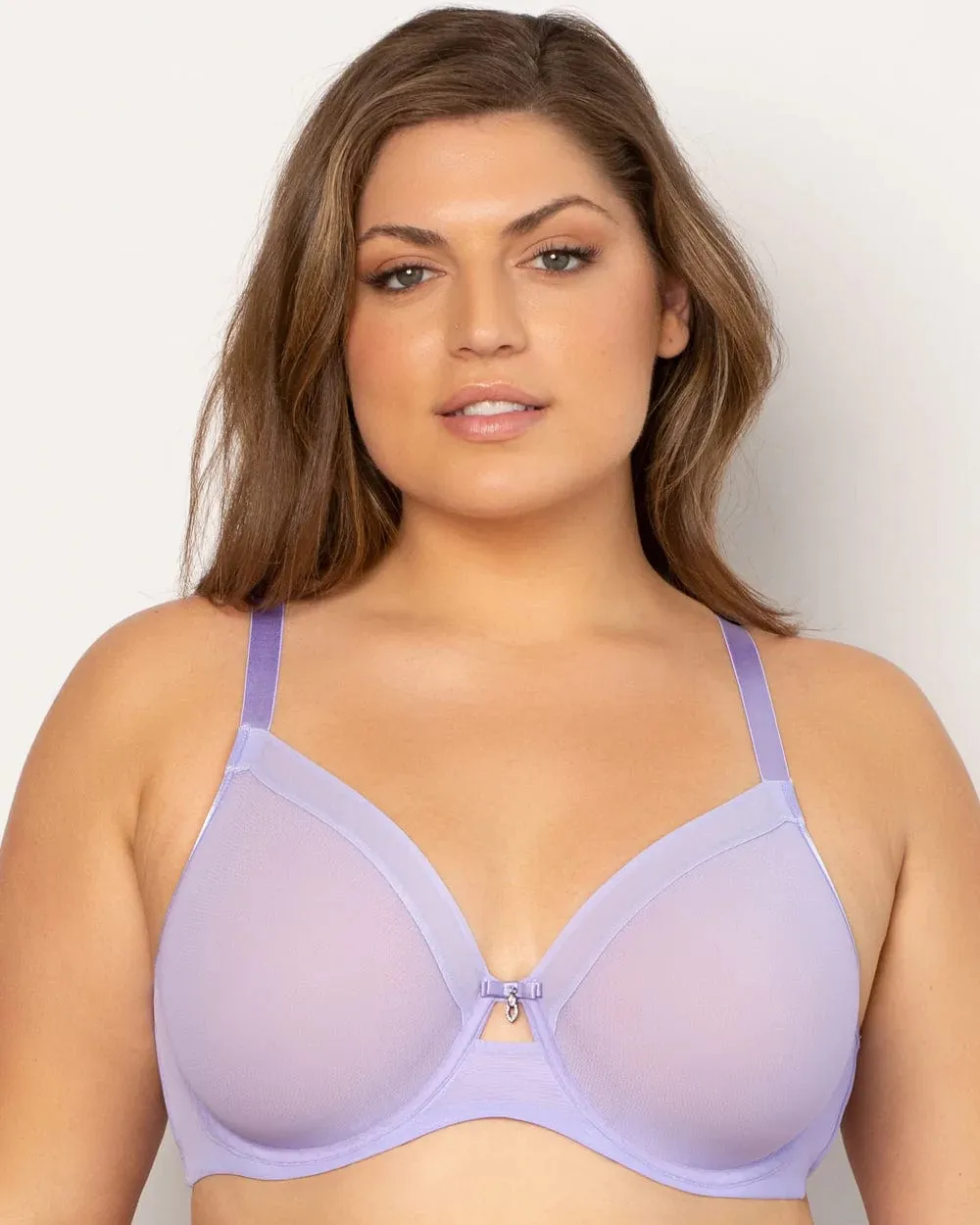 Sheer Mesh Unlined Underwire Bra - Lavender Mist