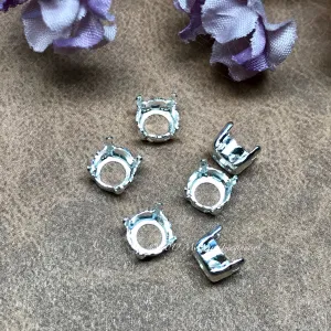 Silver or Gold Plated Settings, 6 pcs for 34ss/7mm Round Rhinestones or Gemstones