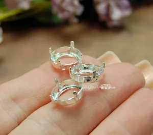 Silver Plated Settings for Swarovski 12mm 1122 Rivoli Rhinestone Setting