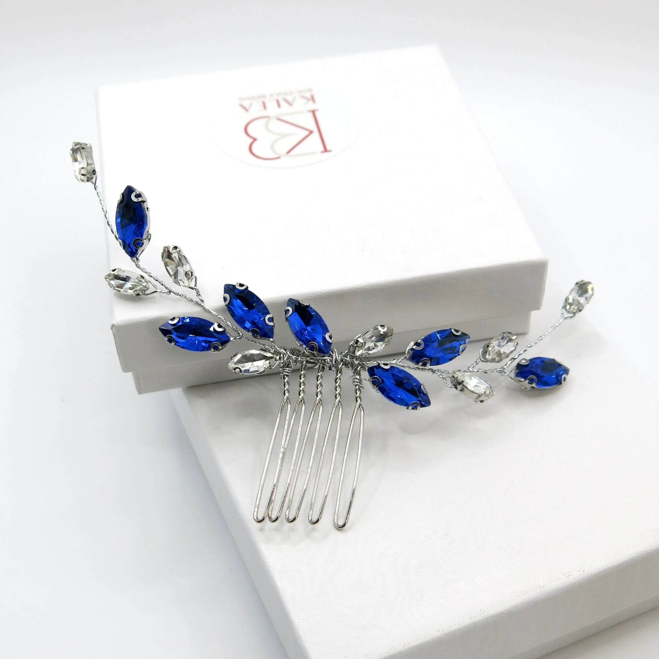 Simply Elegant Small Bridal Hair Comb in Blue, Wine Red or AB Rhinestone Crystals, Wedding Crystal Bridesmaids Hairpin