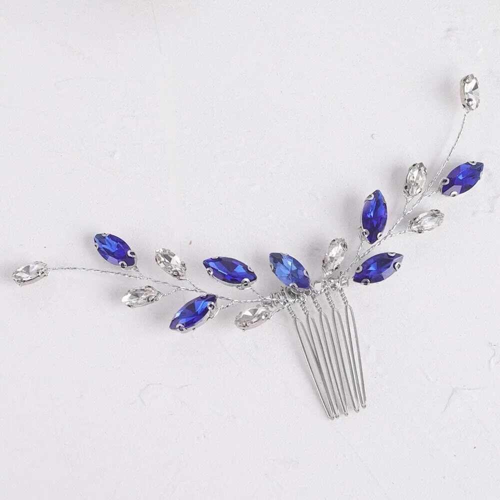 Simply Elegant Small Bridal Hair Comb in Blue, Wine Red or AB Rhinestone Crystals, Wedding Crystal Bridesmaids Hairpin