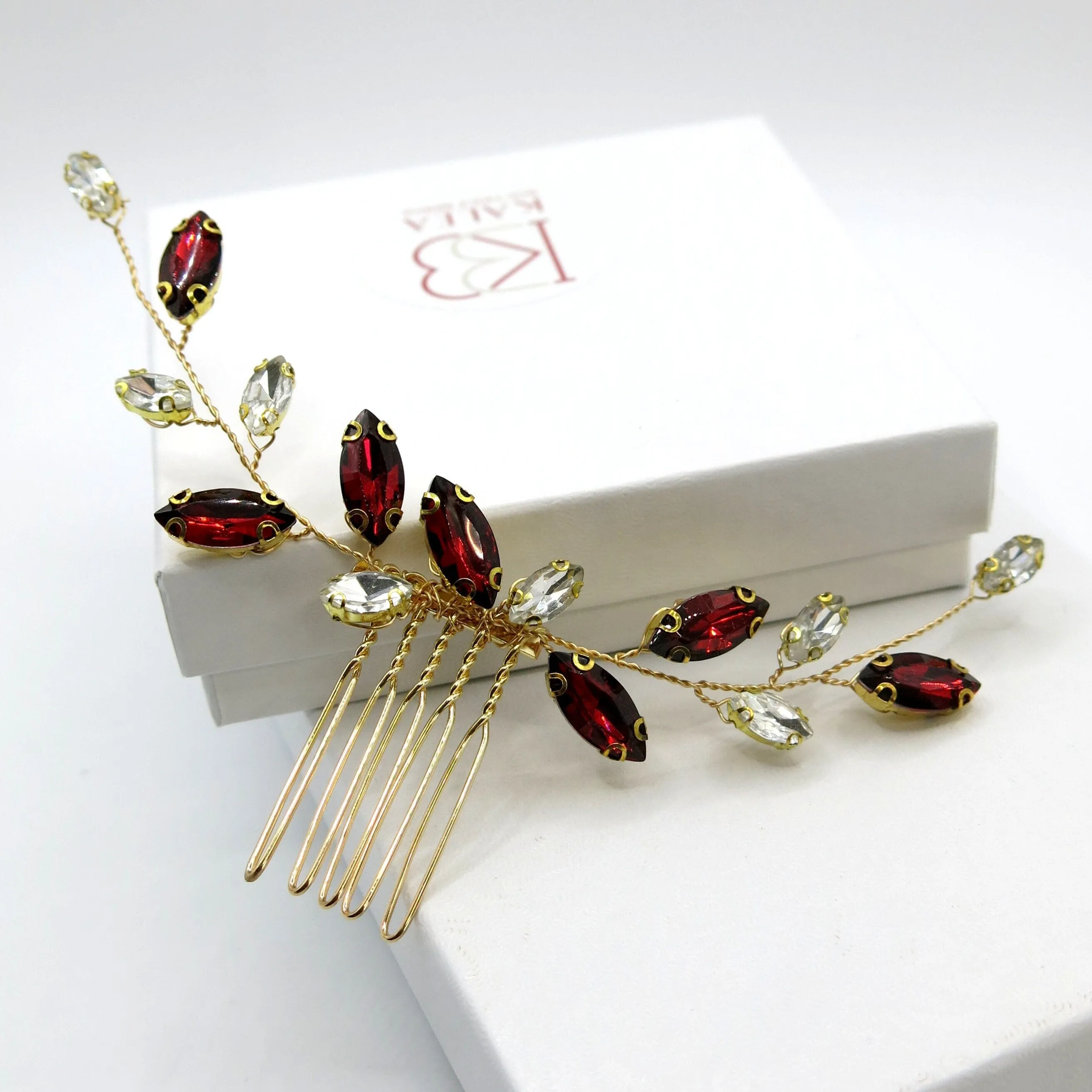 Simply Elegant Small Bridal Hair Comb in Blue, Wine Red or AB Rhinestone Crystals, Wedding Crystal Bridesmaids Hairpin