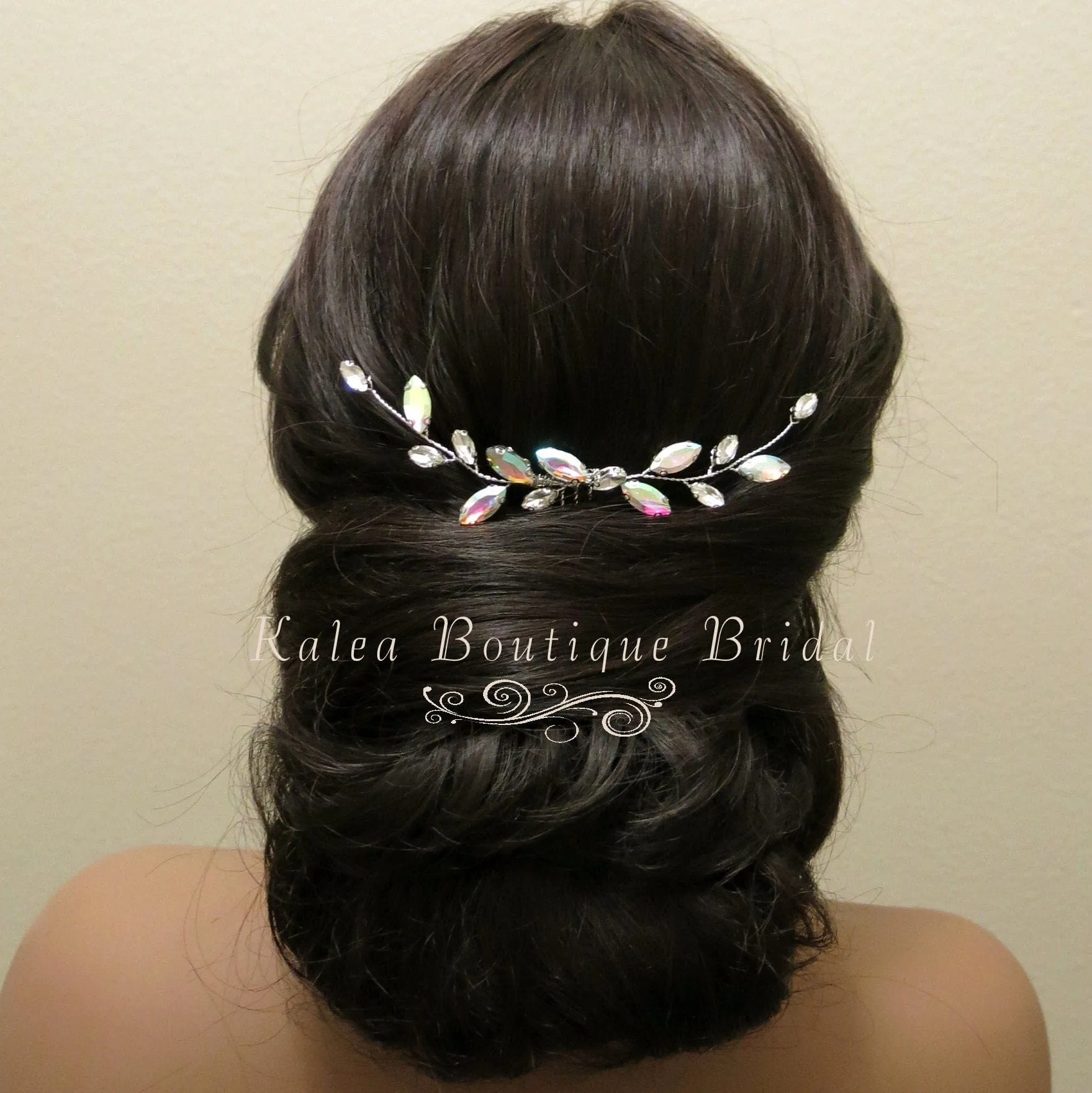 Simply Elegant Small Bridal Hair Comb in Blue, Wine Red or AB Rhinestone Crystals, Wedding Crystal Bridesmaids Hairpin