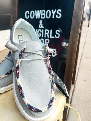 Size 10 Grey Beaded Hey Dudes