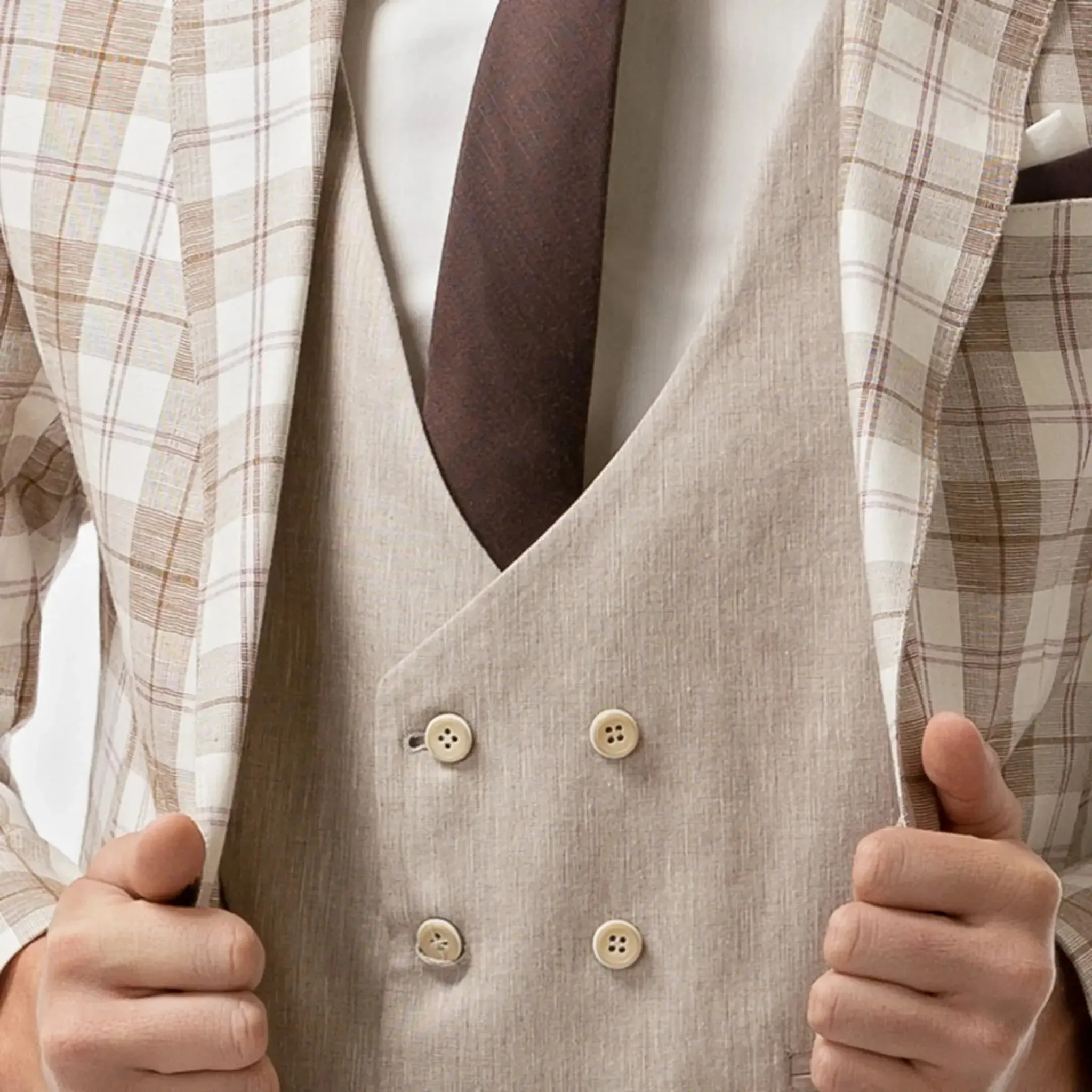 Slim Fit Vest Beige