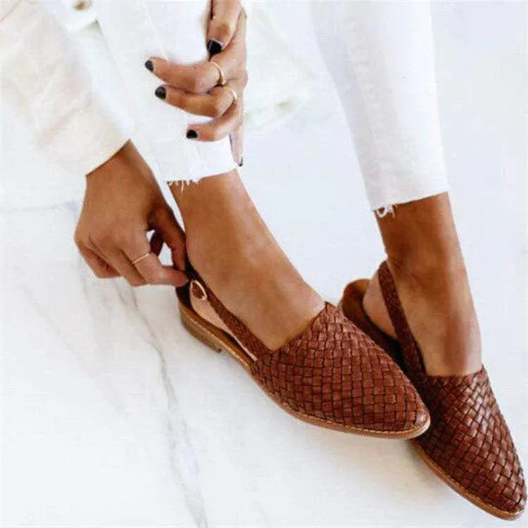 Slingback Bella™ | Women's Woven Leather Flats | Closed Toe, Comfortable Everyday Shoes for All-Day Wear