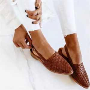 Slingback Bella™ | Women's Woven Leather Flats | Closed Toe, Comfortable Everyday Shoes for All-Day Wear
