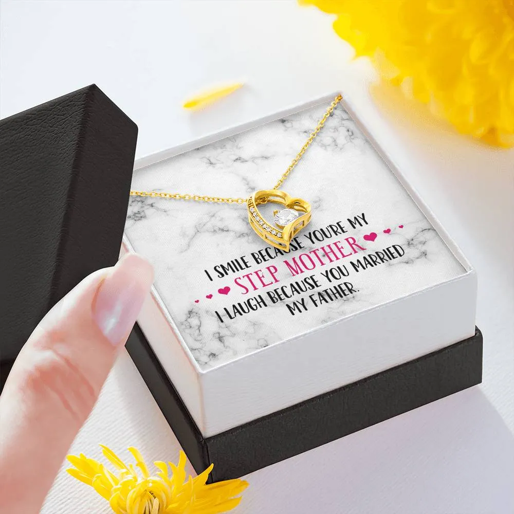 Smile Step Mother Heart and Cubic Necklace
