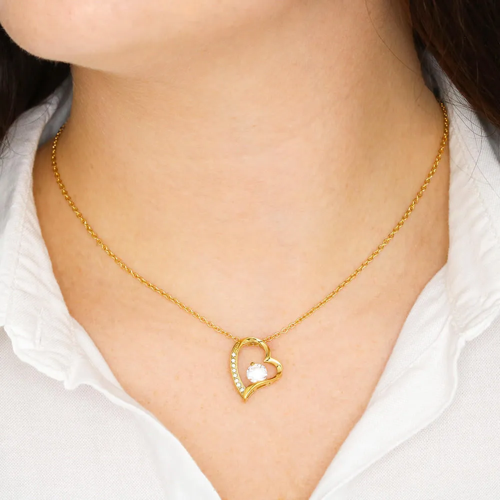 Smile Step Mother Heart and Cubic Necklace