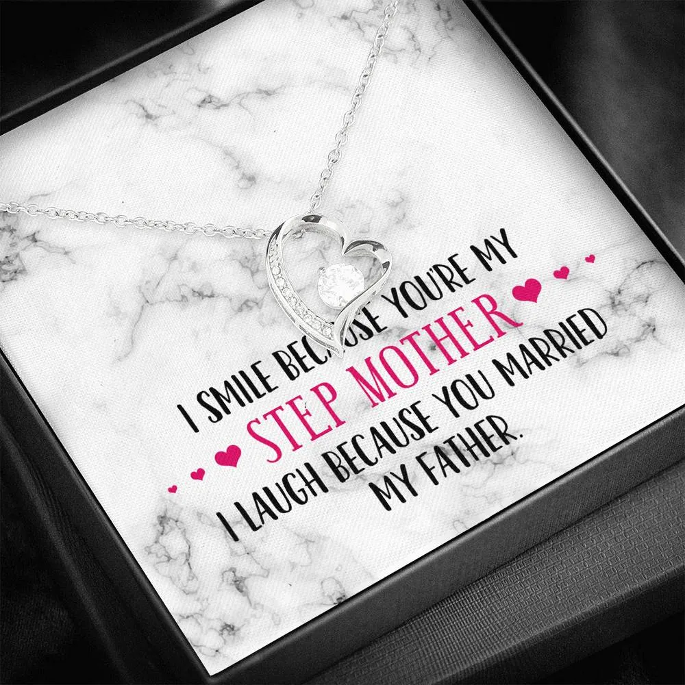 Smile Step Mother Heart and Cubic Necklace