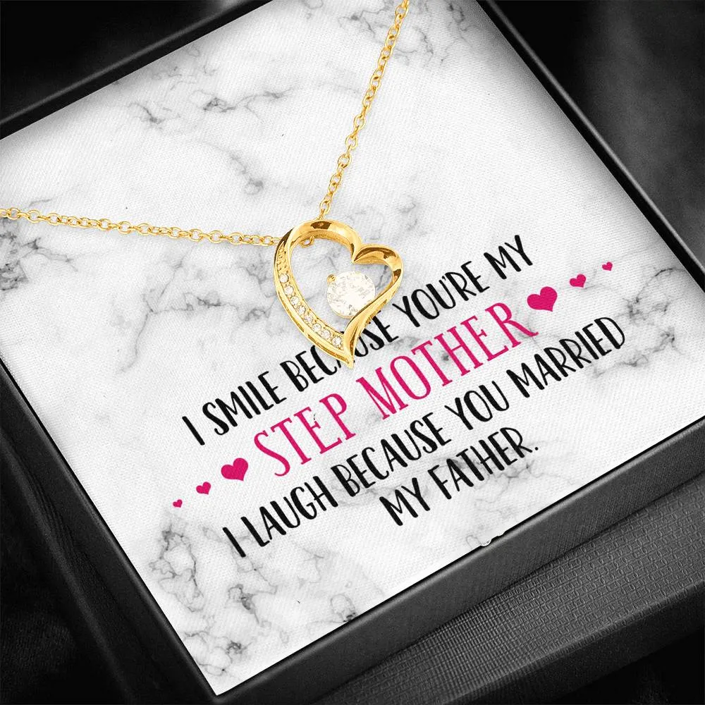 Smile Step Mother Heart and Cubic Necklace