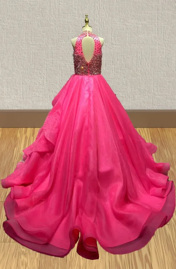 Sparkly Beaded Bodice Gorgeous Fuchsia Evening Dress