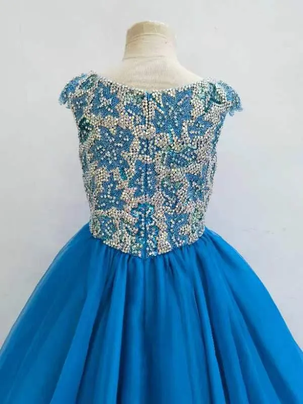 Sparkly Beaded Bodice Little Child Long Pageant Gown