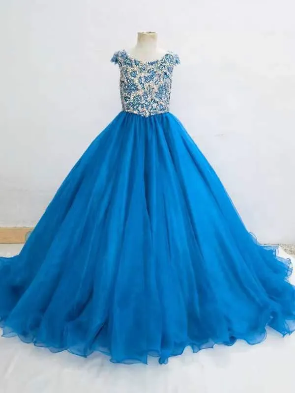 Sparkly Beaded Bodice Little Child Long Pageant Gown