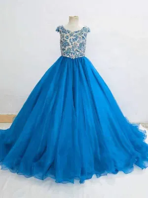 Sparkly Beaded Bodice Little Child Long Pageant Gown