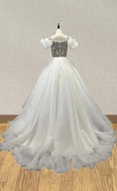 Sparkly Beaded Bodice Teens White Beauty Prom Gown