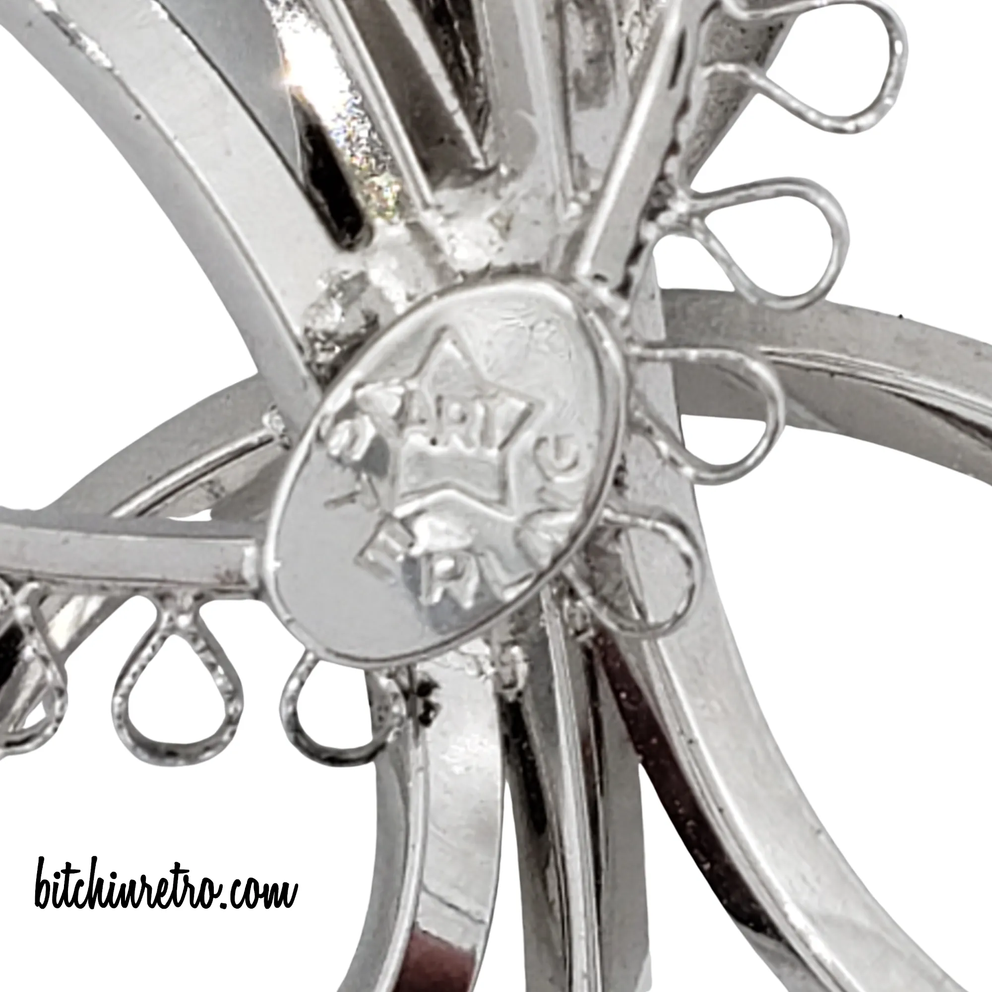 Star Art Vintage Sterling Silver Brooch & Earring Set