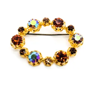 Star Austria signed rainbow topaz aurora borealis AB vintage rhinestone brooch