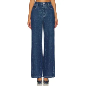 Statement Wide-Leg Embellished Denim Jeans