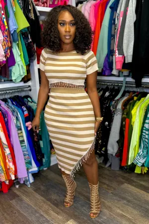 STRIPE RHINESTONE SKIRT SET