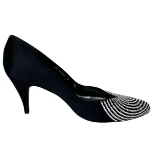 Stuart Weitzman Black High Heel with Key & Lock Rhinestone Detail, 8.5