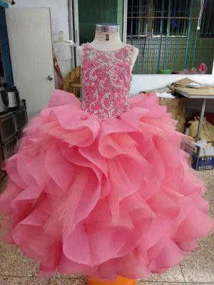 Stunning Beaded Bodice Little Girl Pageant Dress