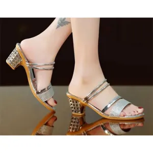 Summer Ladies Sandals and Slippers Thick Heel Mid-heel Fashion Sandals Open Toe Korean Sexy All-match Sandals Women