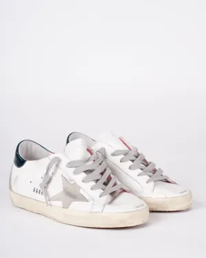 super-star leather upper suede star laminated heel - white/ice/petroleum 10346