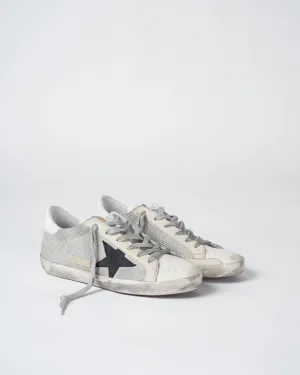 super-star net upper suede star leather heel - light silver/milk/black/white