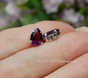 Swarovski Amethyst, Transparent 10x7mm, 2 Pieces, 4320 Pear Shape with Setting