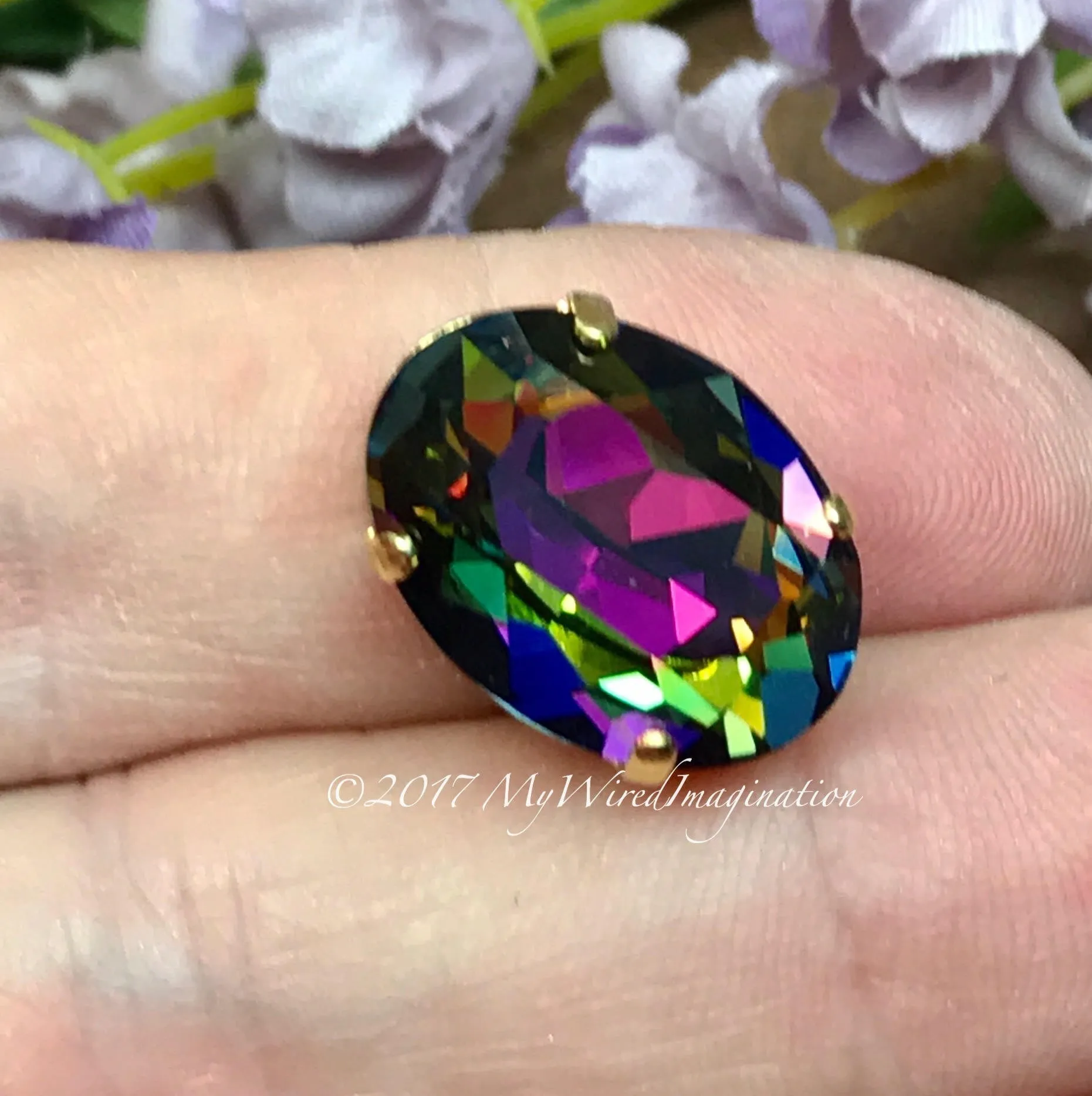 Swarovski Electra, Vitrail Watermelon, 18x13mm 4120 Oval, with Setting