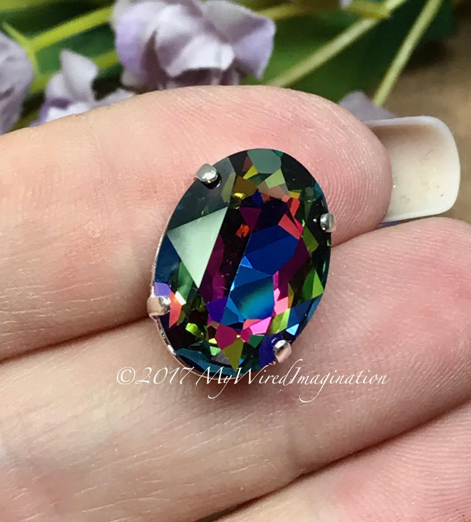 Swarovski Electra, Vitrail Watermelon, 18x13mm 4120 Oval, with Setting