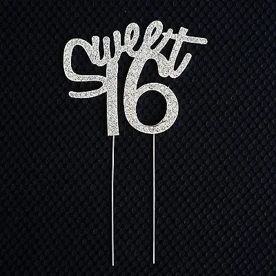 Sweet 16 Script Crystal Rhinestone Cake Topper Birthday Party Monogram