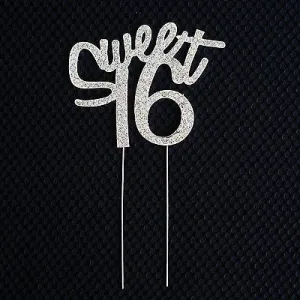 Sweet 16 Script Crystal Rhinestone Cake Topper Birthday Party Monogram
