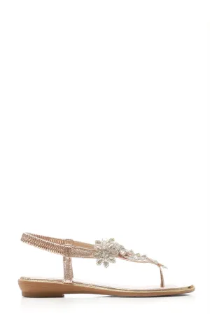 Tamaris flower diamante slingback toe-post