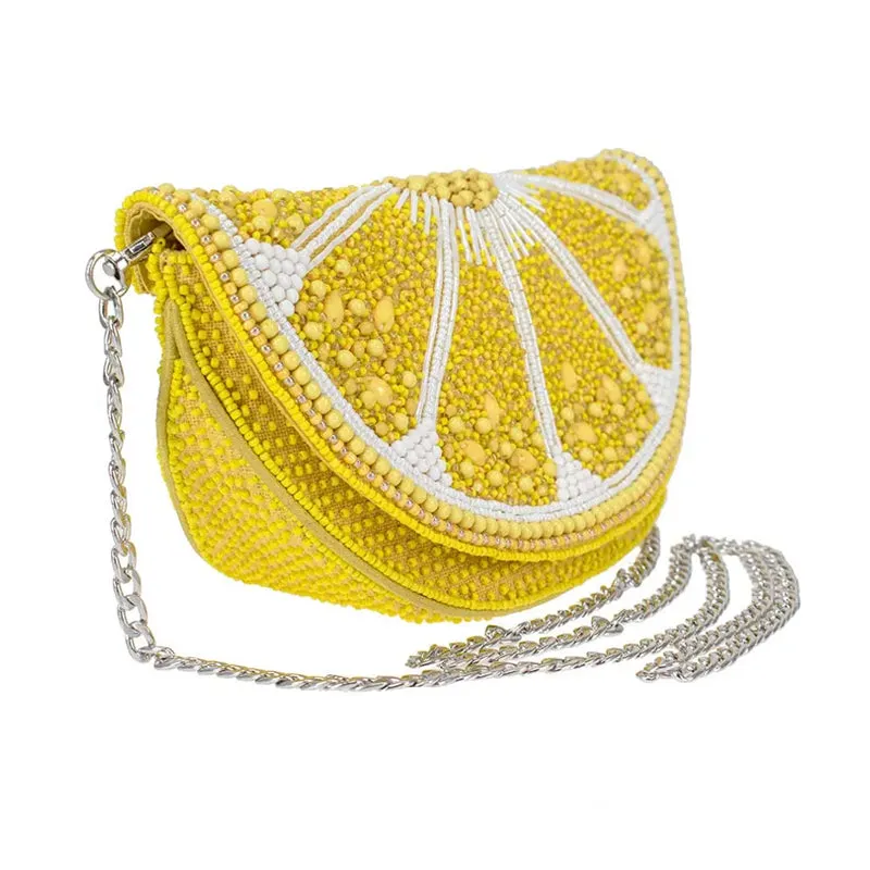 Tart Beaded Lemon Crossbody Handbag