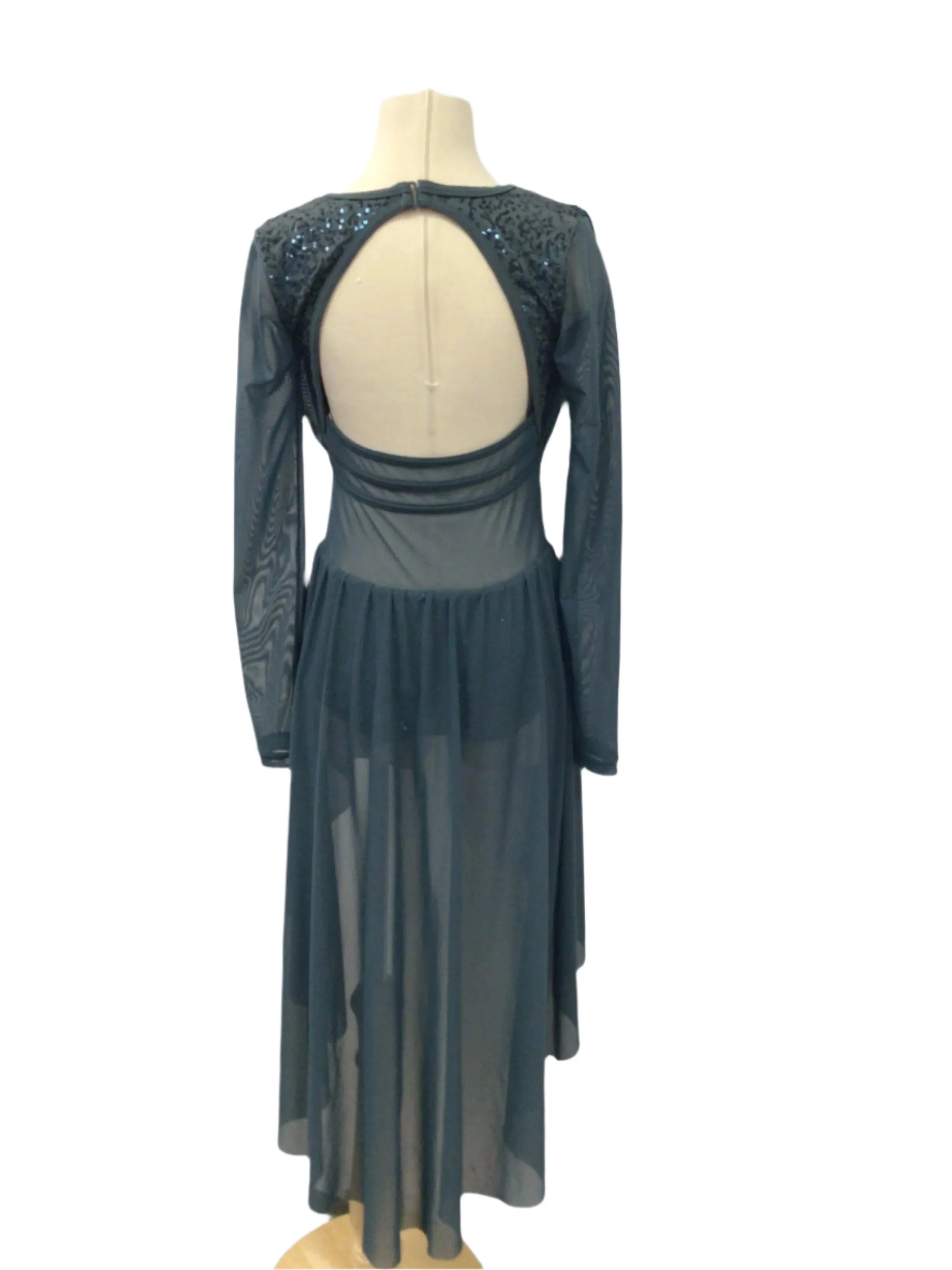 Teal Green Dress with Half Skirt