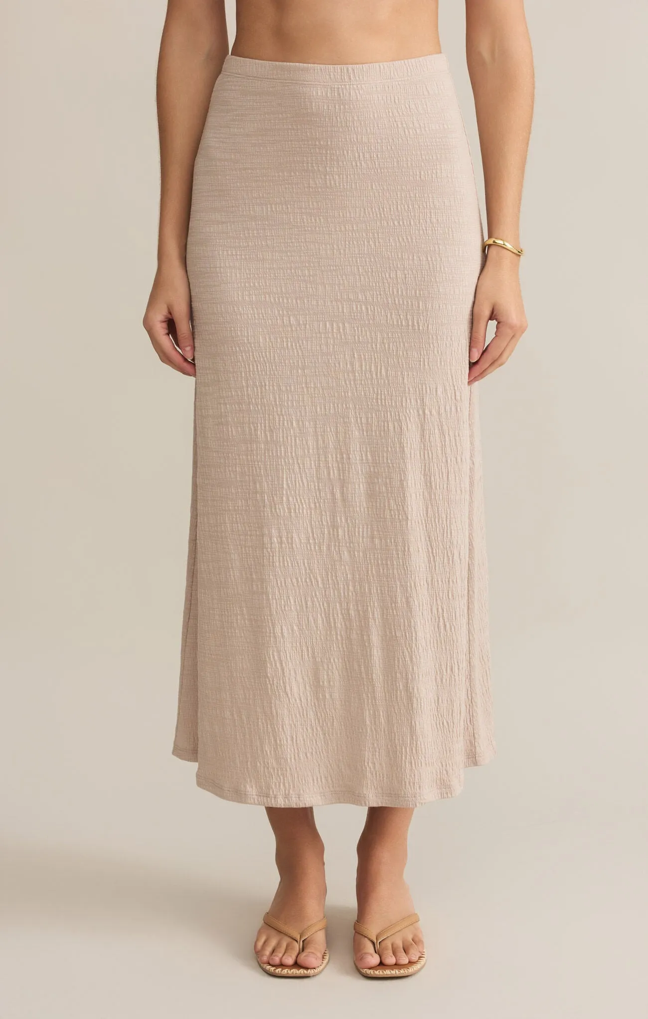 The Delavine Textured Midi Skirt