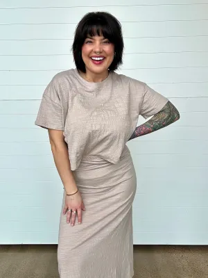 The Delavine Textured Midi Skirt
