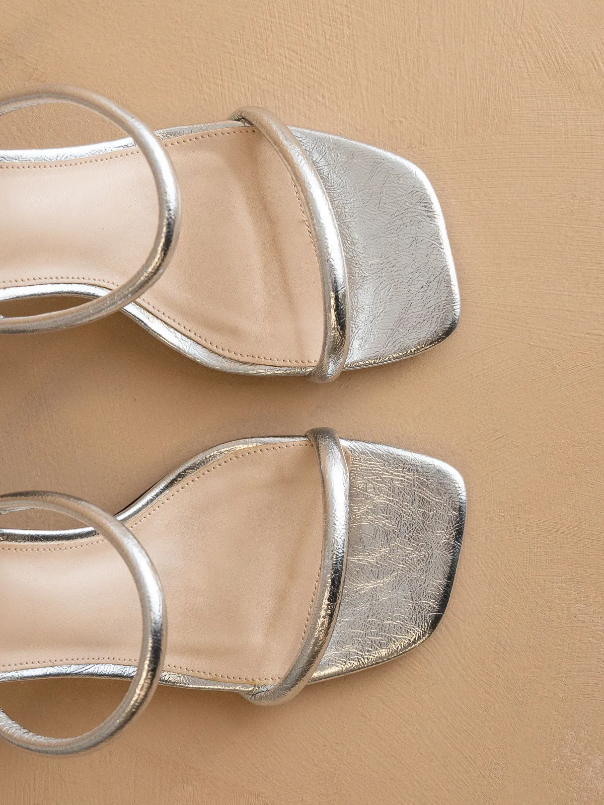 The Giza | Metallic Silver  Glittery architectural block heel