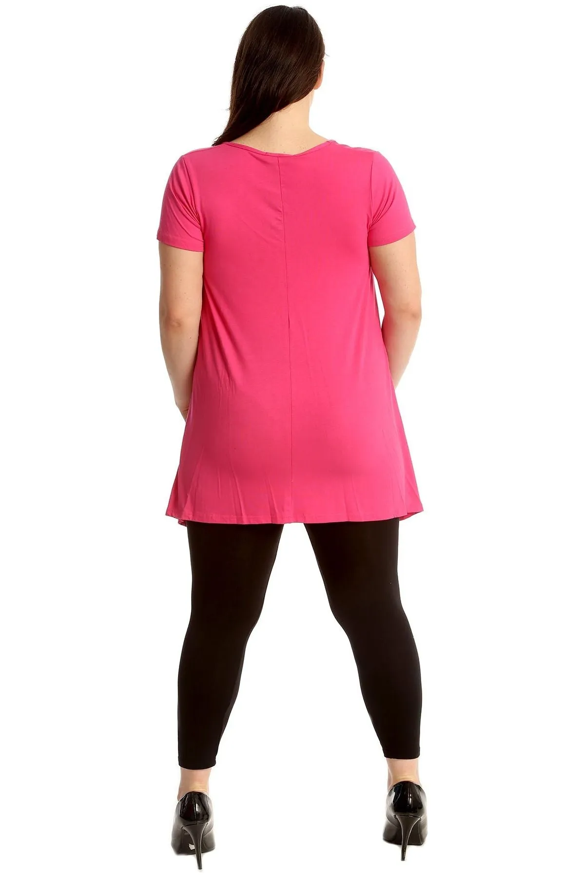 Three Rose Print Hanky Hem Short Sleeve Top